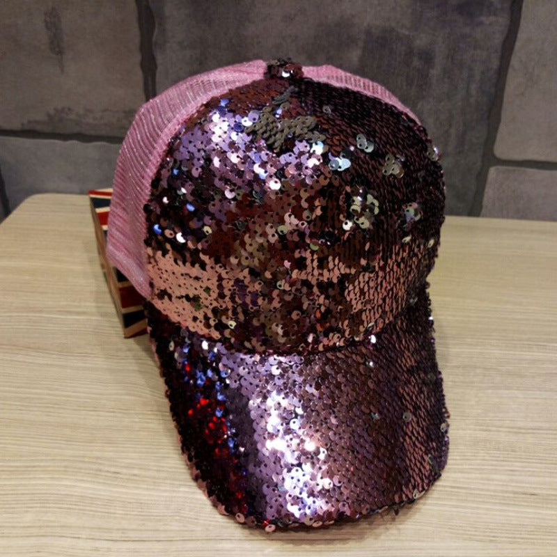 Wholesale Velvet Reflective Sequin Mesh Cap Casual Cap